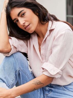 Grayson The Hero Button-Up Pale Pink Linen Button Down Shirt